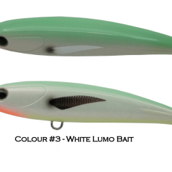 Ocean’s Legacy Keeling 123mm Stickbait -Reels Shop 3 White Lumo Bait Labelled 2